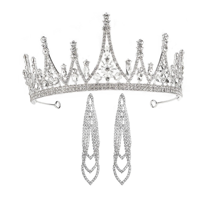 Bridal Crown Earrings Suit Temperament Ladies Dress Accessories Shape Birthday Cake Crown