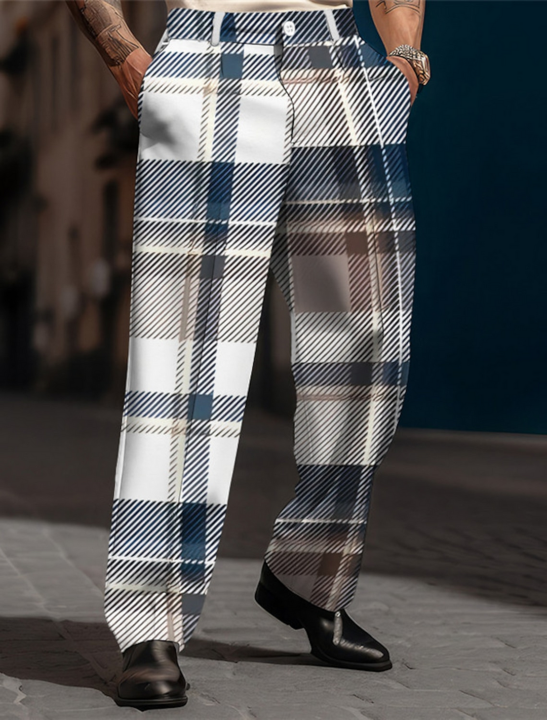 Suitmens Men's Geometric Casual 3D Printed Street Pants 007