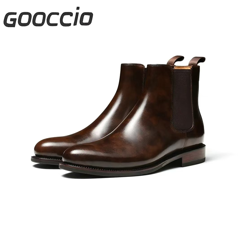 TF213 Italian Museum Calf-Skin Dress Boots/Chelsea Boots Form Men  GOOCCIO   