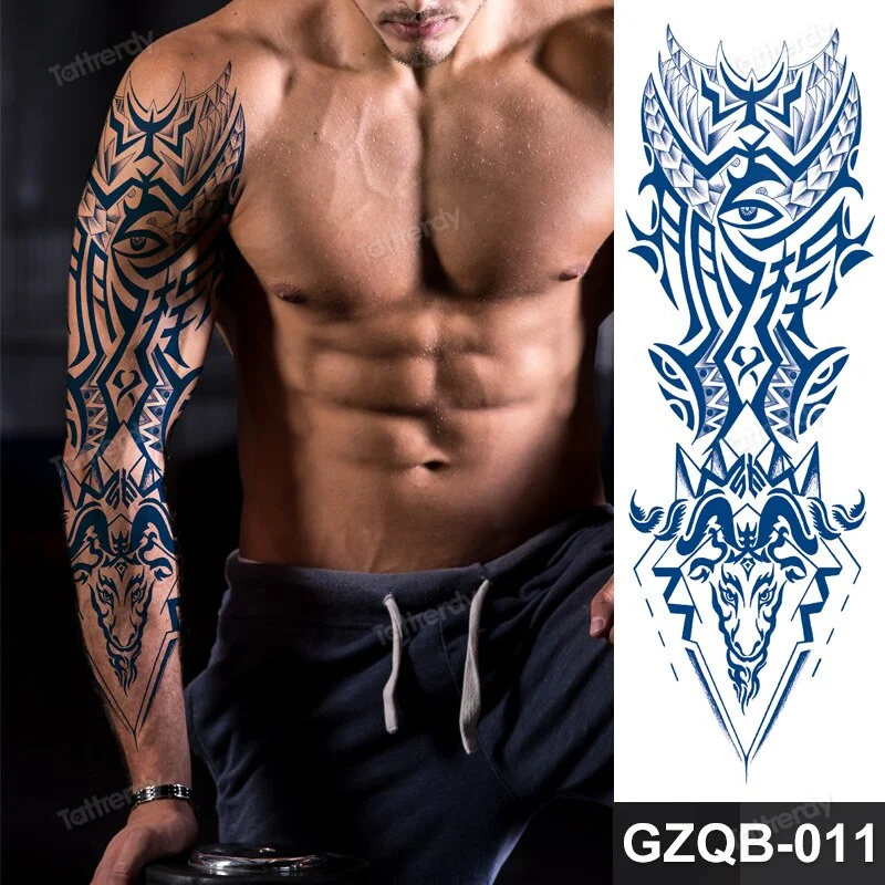 large temporary tattoos full arm sleeve tattoo men totem tribal dragon desgins long lasting tattoo waterproof safe juice ink