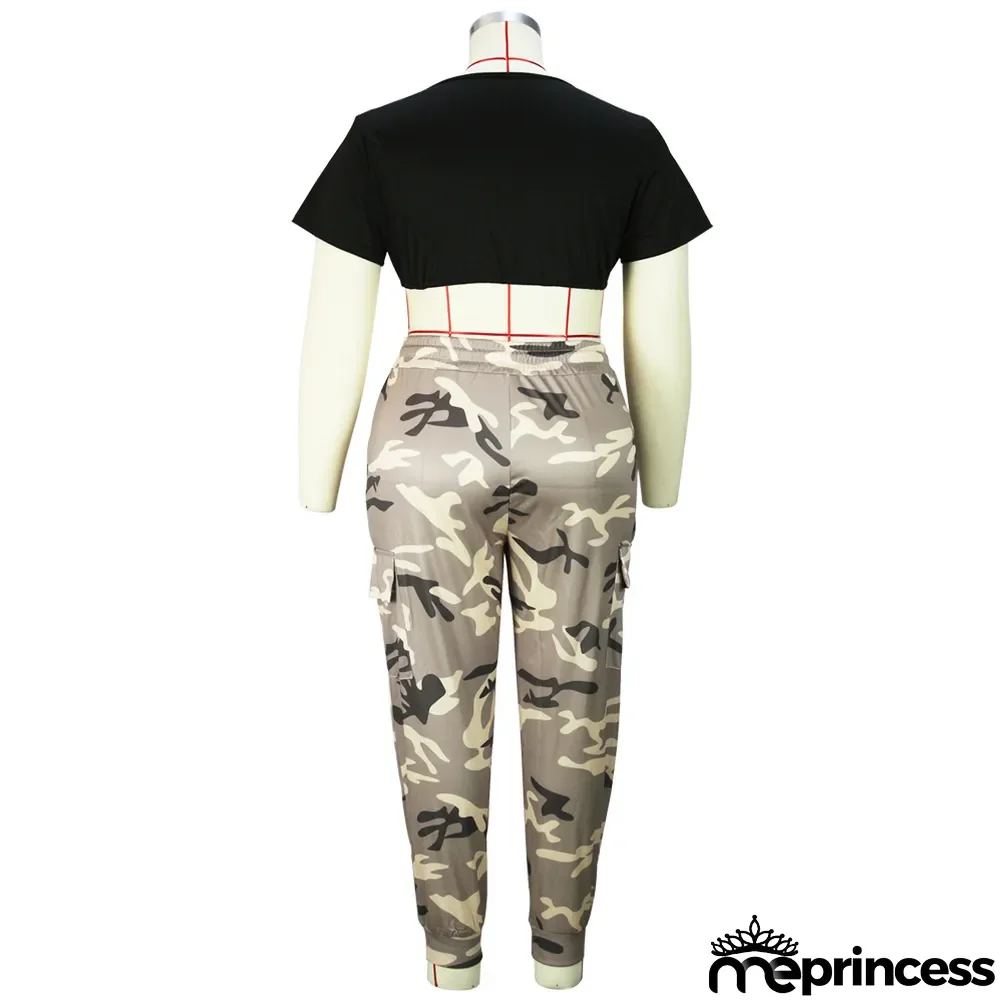 Plus Size Women Sport Camouflage Print Trousers