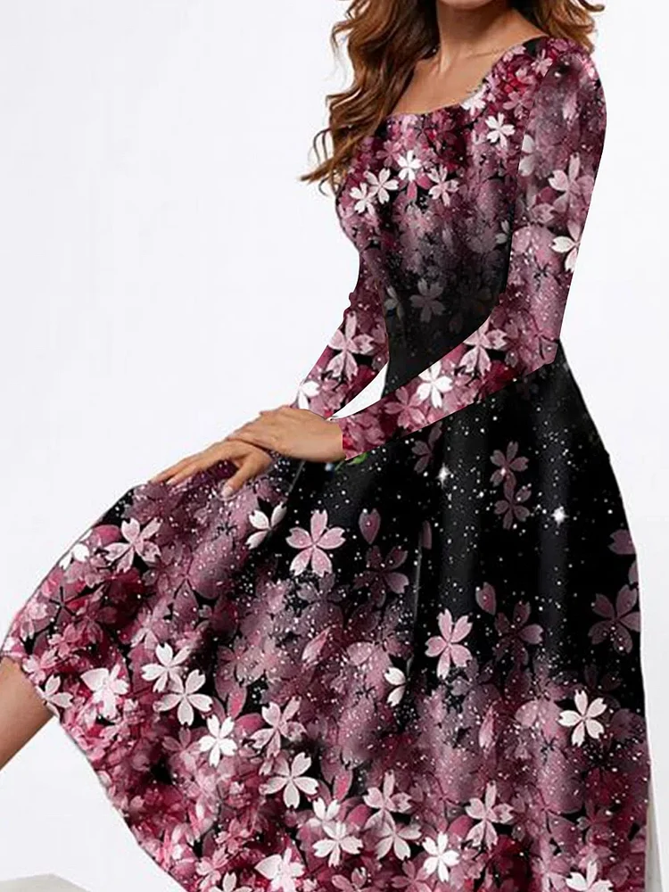 Regular Fit Floral Elegant Swing Dresses