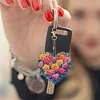 (US Local)6Pcs Acrylic Double Sided Flower Diamond Painting Keychain for Bag Decor