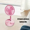 Folding Telescopic Floor Fan Summer Mute Student Desktop Table Fan (White)