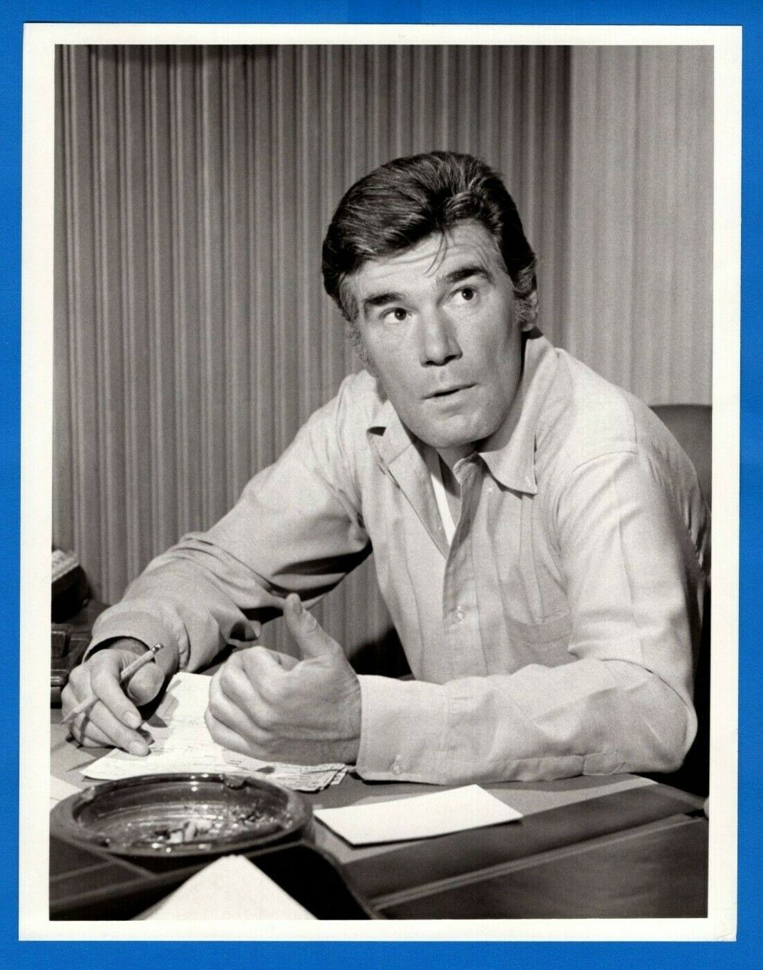 MITCHELL RYAN Actor Vintage 7x9 Promo Press News Photo Poster painting 1973 CHASE TV Series