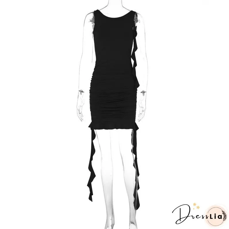 Women's Fashion Sexy Backless Slim Fit Pleated Dresses