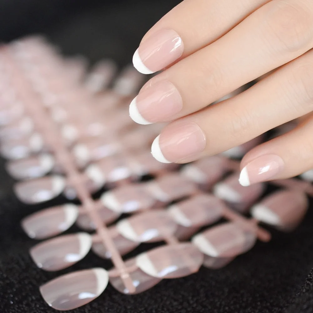 240Pcs France Nail Tips Full Cover Nail Supplies For Professionals Press On Nail Simple Pre Design Fake Nail Datechable Manicure-Nail Inspo