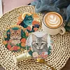 Un ensemble (8pcs) chat en bois - 5d bricolage artisanat sous-verres