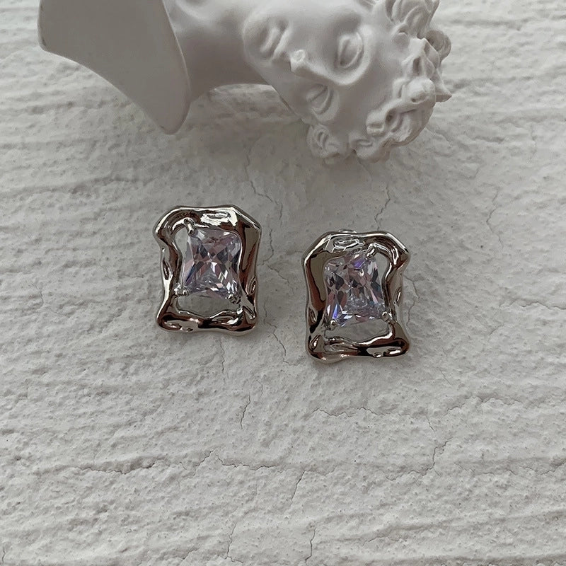 1 Pair Retro Geometric Plating Inlay Brass Zircon Gold Plated Ear Studs