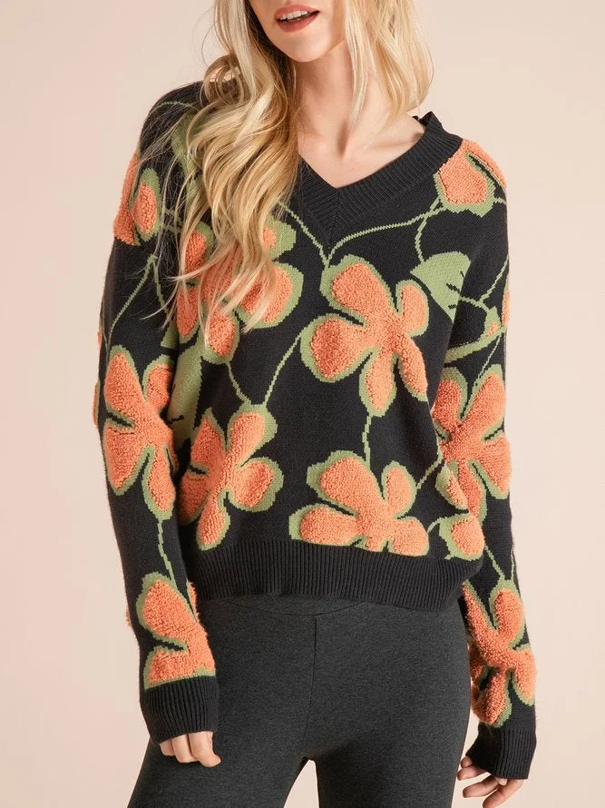 Cotton-Blend Long Sleeve Sweater