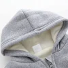 Kid Baby Boy Girl Hooded Zippered Jacket Velvet Warm Vest Coats