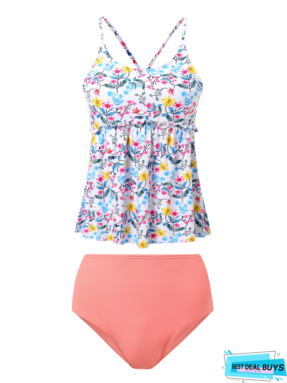 Casual Floral Printing Spaghetti Tankinis Two-Piece Set