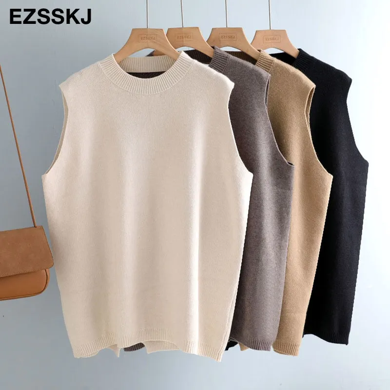 autumn winter OVERSIZE thick Sweater vest women sleeveless warm Sweater Pullovers Women female  o-neck LOOSE  sweater VEST