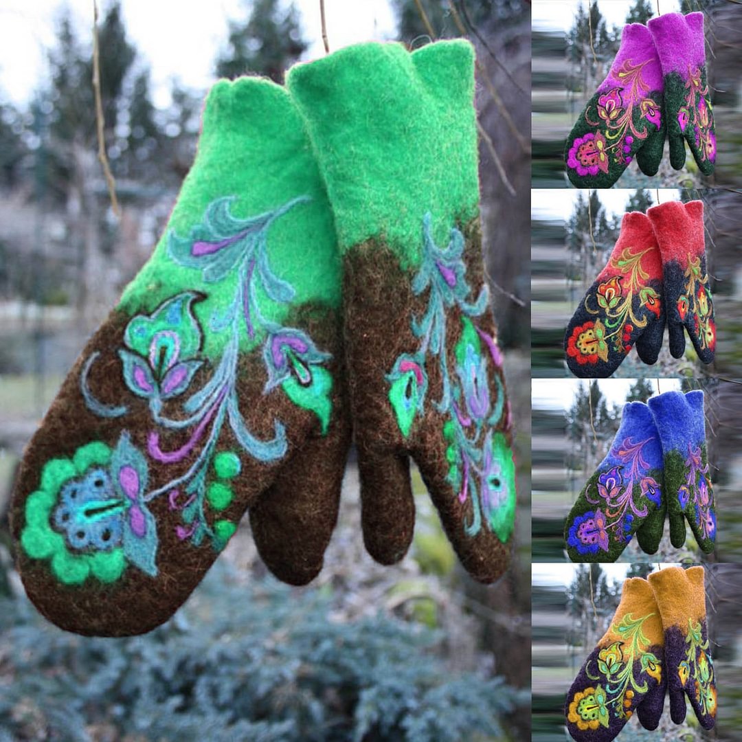 (🎅XMAS SALE - 49% OFF) 🧤Cashmere Embroidery Flowers Mittens✨BUY 2 FREE SHIPPING