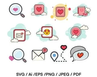 pornhint Pornhint Color Vector ICON Message Clipart, Digital file, SVG print file, Ai Jpeg Eps print ready Icon set SVG bundle, Icon set , Mug print, Dfx, msg