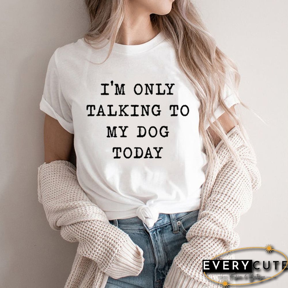 Women's Fashion Letter Printed T-shirts Girls' Funny Graphic Tee Tops Casual Crew Neck Short Sleeve Shirt Tops Laides Summer T-shirts Dog Lover Female Clothes