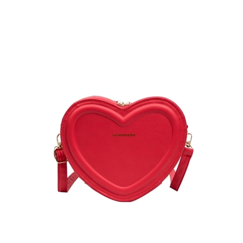 Women’s Small Pu Leather Solid Color Fashion Heart-shaped Zipper Crossbody Bag