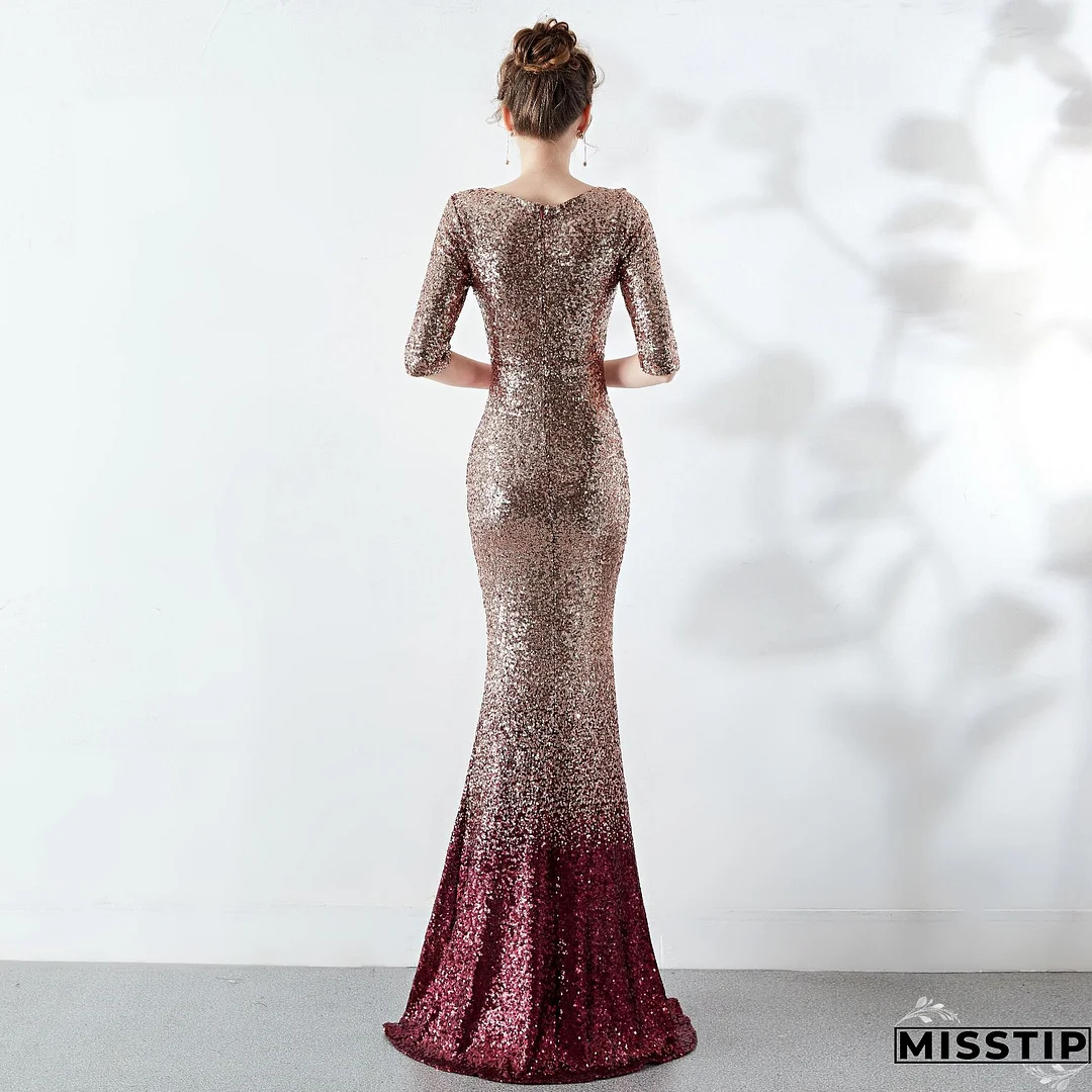 Women Sequin Formal Party Elegant Mermaid Skirt Maxi Evening Dress