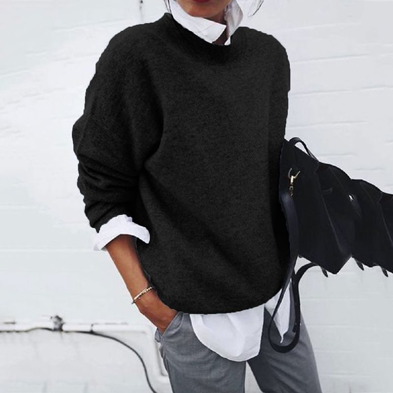 Shirt Collar Long Sleeve Fake Two Piece Sweater