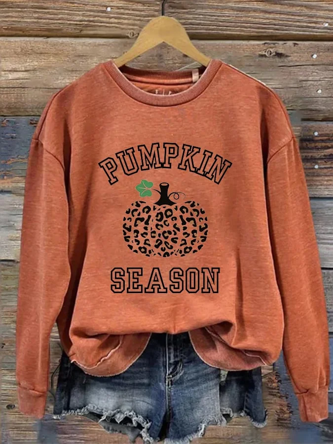 Women's Pumkin Season Print Casual Sweatshirt