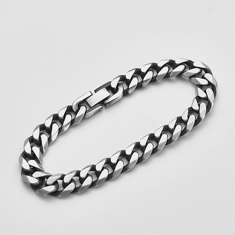 Hip-Hop Solid Color Titanium Steel Cuban Link Chain Curb Chain Bracelets In Bulk