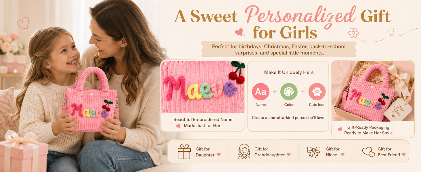 Personalized Kids Purse for Girls Custom Name Corduroy Toddler Crossbody Bag Kids Fanny Pack