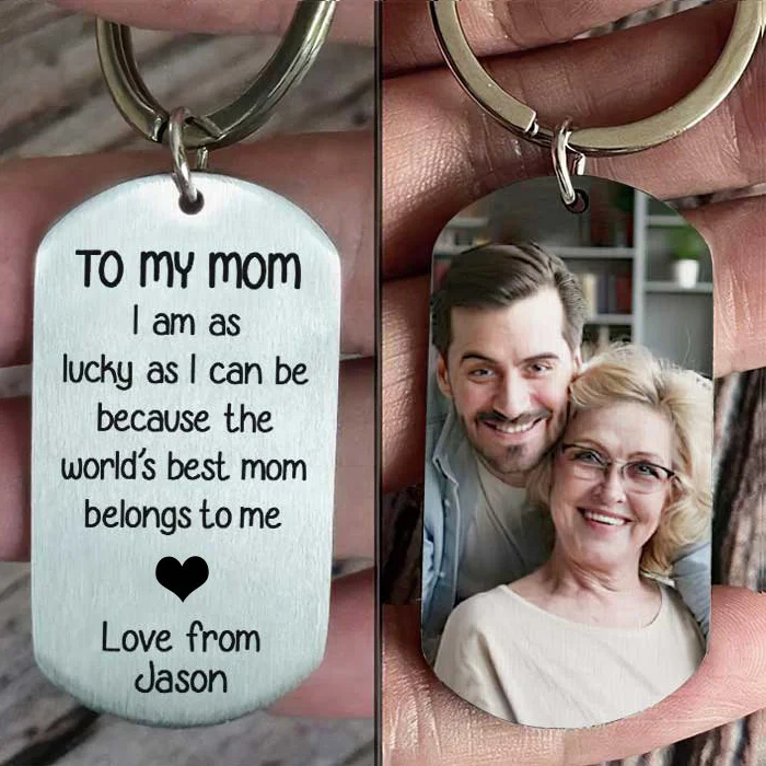 Personalized Photo Keychain with Name for Mom "The World's Best Mom Belongs to Me"