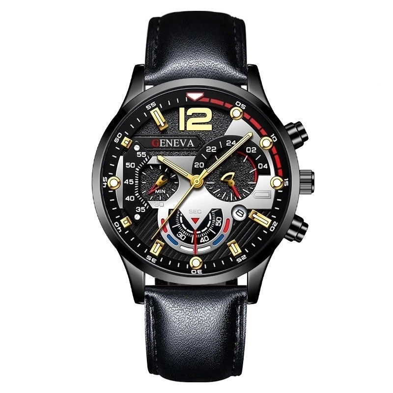 Explosions Men’s Watch Fashion Calendar Six-pin Belt Watch Quartz Watch Men’s Watch Sports Luminous Wrist Watch