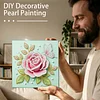 DIY Pearl Painting Pink Roses for Home Decor with Frame(25x25cm)
