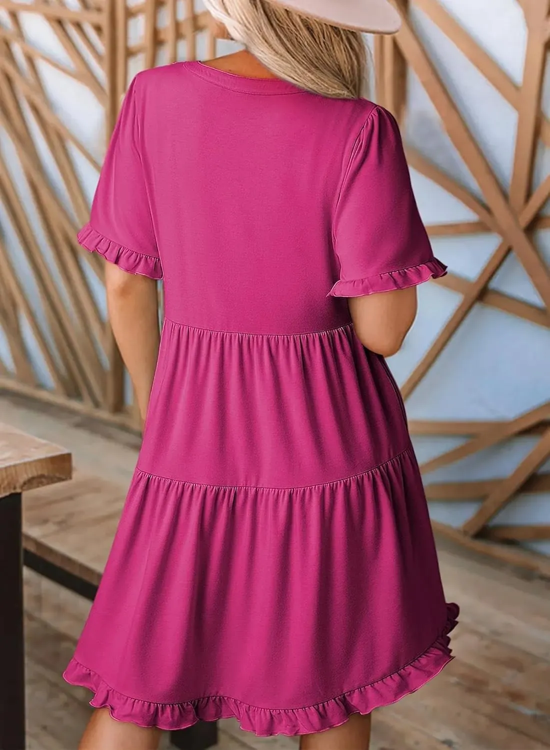 Women's Spring Short Sleeve Casual A-Line Flowing Hem Dress(BUY 2 FREE SHIPPING)
