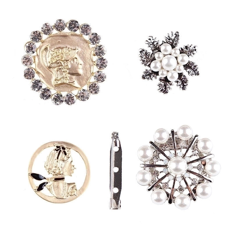 Korean Style Pin Star Flower Alloy Plating Inlay Rhinestones Pearl Unisex Brooches