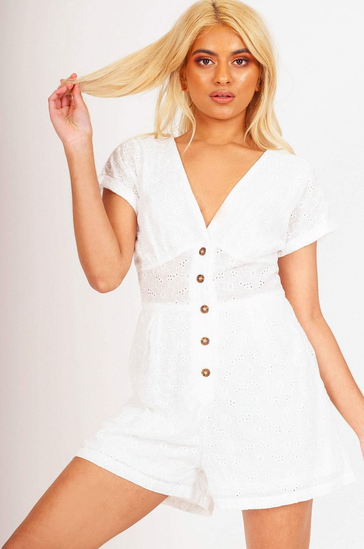 white button up playsuit