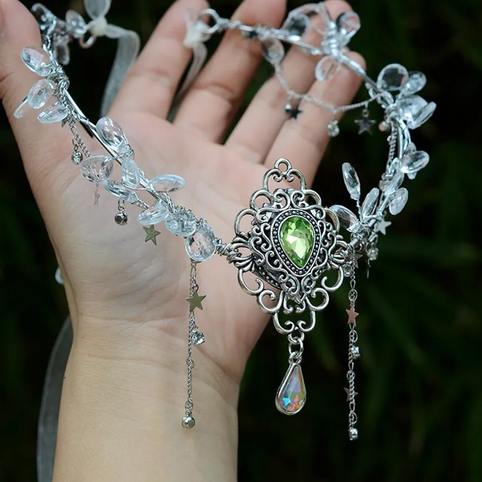 Aiertu - of the Andromedan Galaxy Goth Tiara Hair Accessory Dark Academia Kawaii Academia Y2K Cottagecore Coquette Fairycore Dollette Princesscore Aiertu
