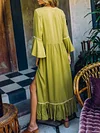 Loose And Casual Solid Color Flared Sleeves Maxi Dresses