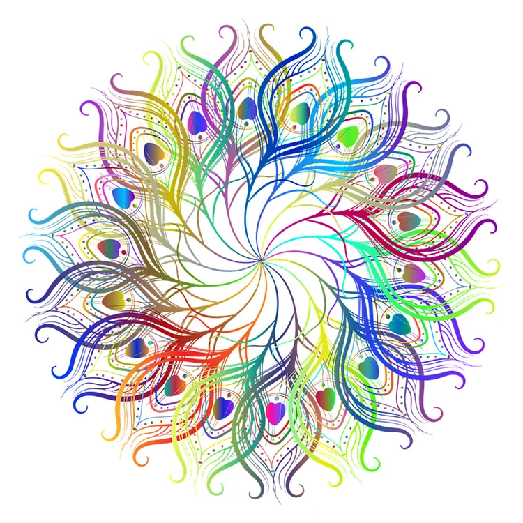 Mandala Feather 11CT Stamped Cross Stitch 50*50CM