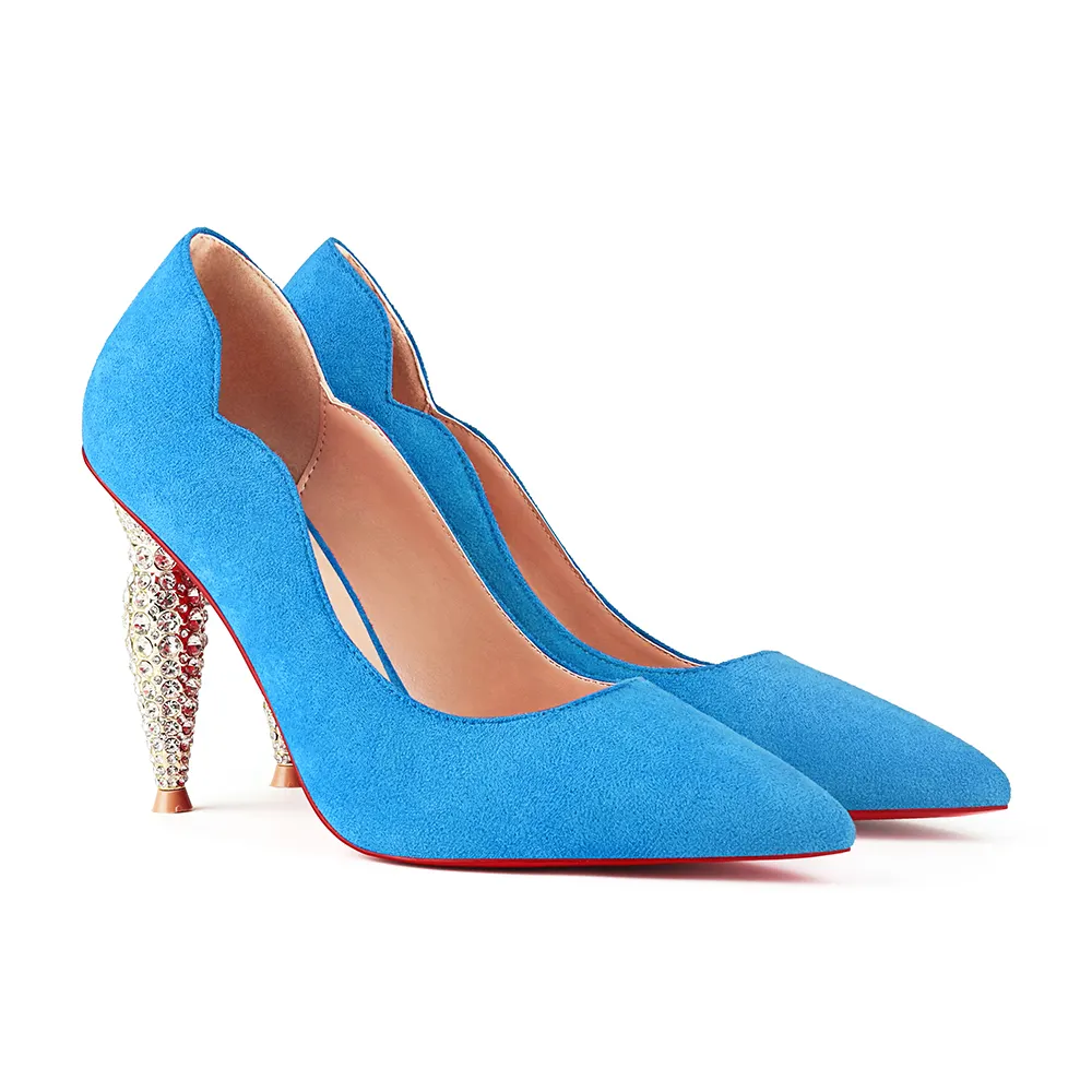 100mm Diamond Red bottom high heels Suede-vocosishoes