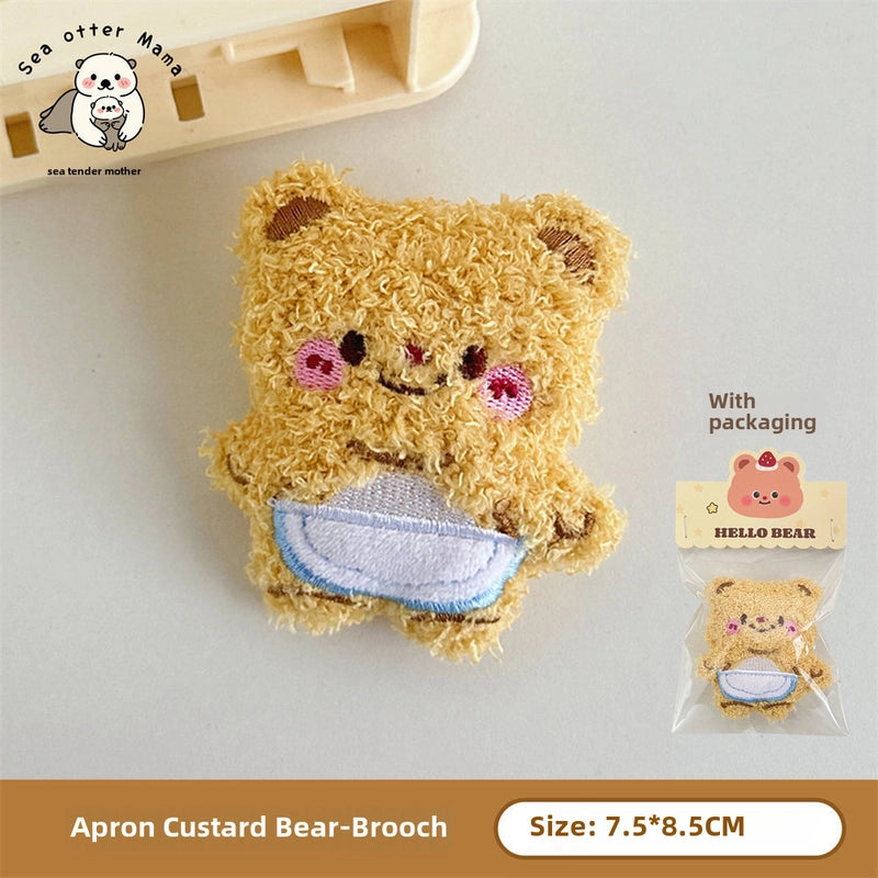 Cute Speechless Bear Doll Pendant Brooch Girl Heart Backpack Clothing Accessories Keychain Pendant