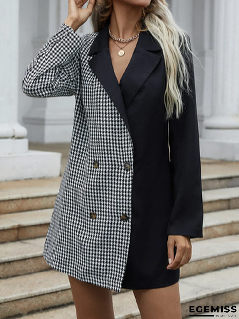 Casual Long Sleeve Plaid Lapel Outerwear | EGEMISS