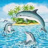 Delfine spielen - Rundbohrer Diamantmalerei - 30*30cm