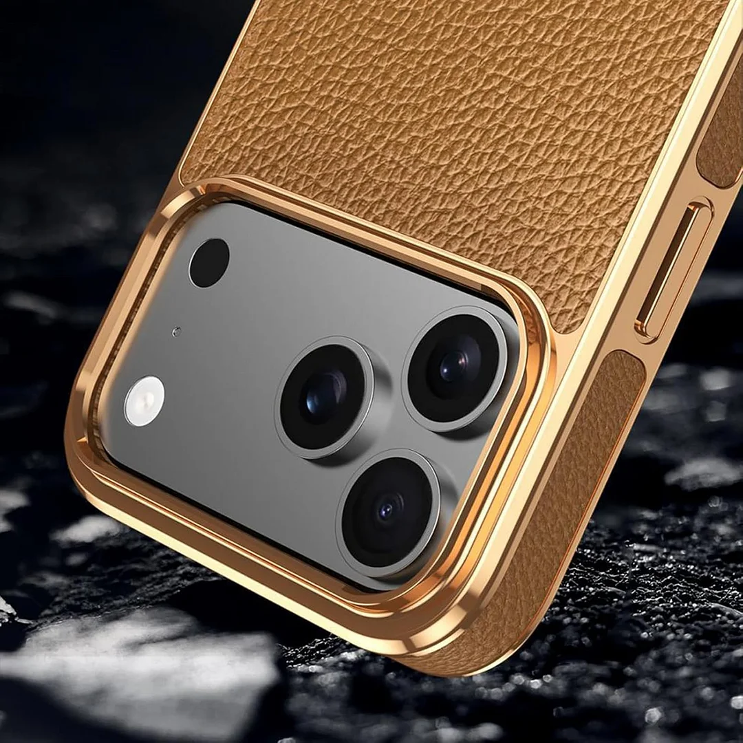 iPhone genuine leather case, magnetic electroplating luxury protective cover
