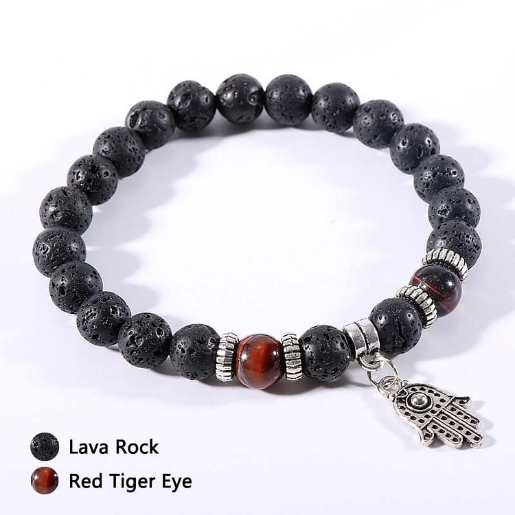 Red Tiger Eye Lava Stone Bracelet
