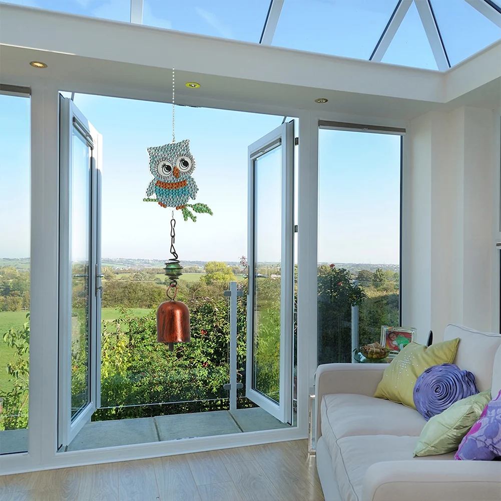 DIY Diamond Painting Bells Wind Chime Pedant - Owl