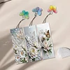 3Pcs DIY Pearl Painting Butterfly Flowers Bookmark with Butterfly Pendant Home Office Supplies Gift for Book Lovers