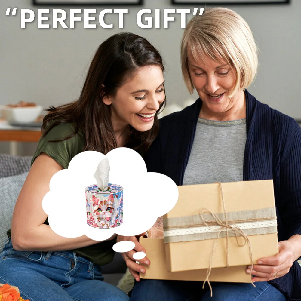 Kitten DIY Diamond Painting Handmade Tissue Holder Rhinestones Decor Tissue Box