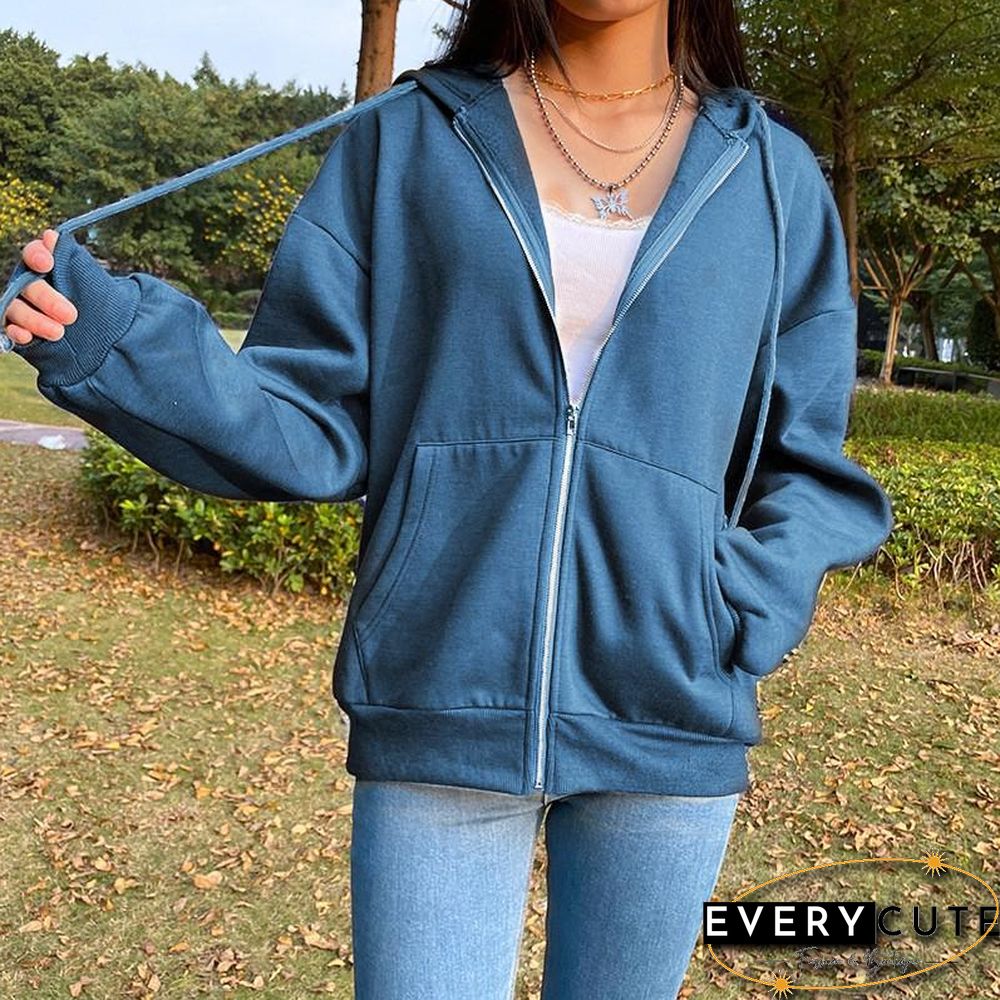 Harajuku Long Sleeve Oversized Hooded Sweatshirts Women Winter Vintage Clothes Woman Warm Thick Jacket Sweetshirt Zip Up Hoodies