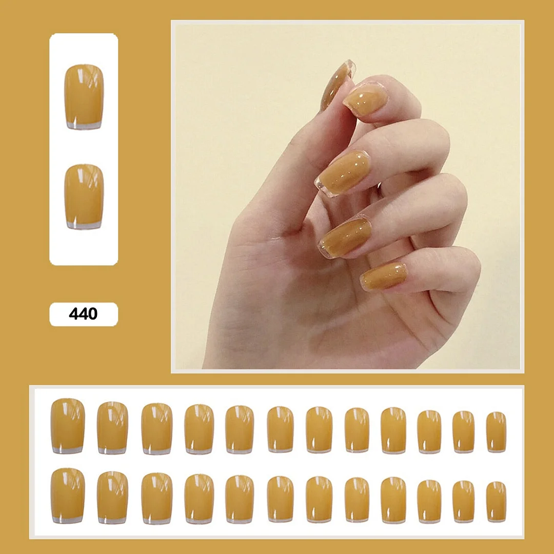 French Mordern stylish Elegant Gold Sliver Edge Line Wearable False Nails-Nail Inspo