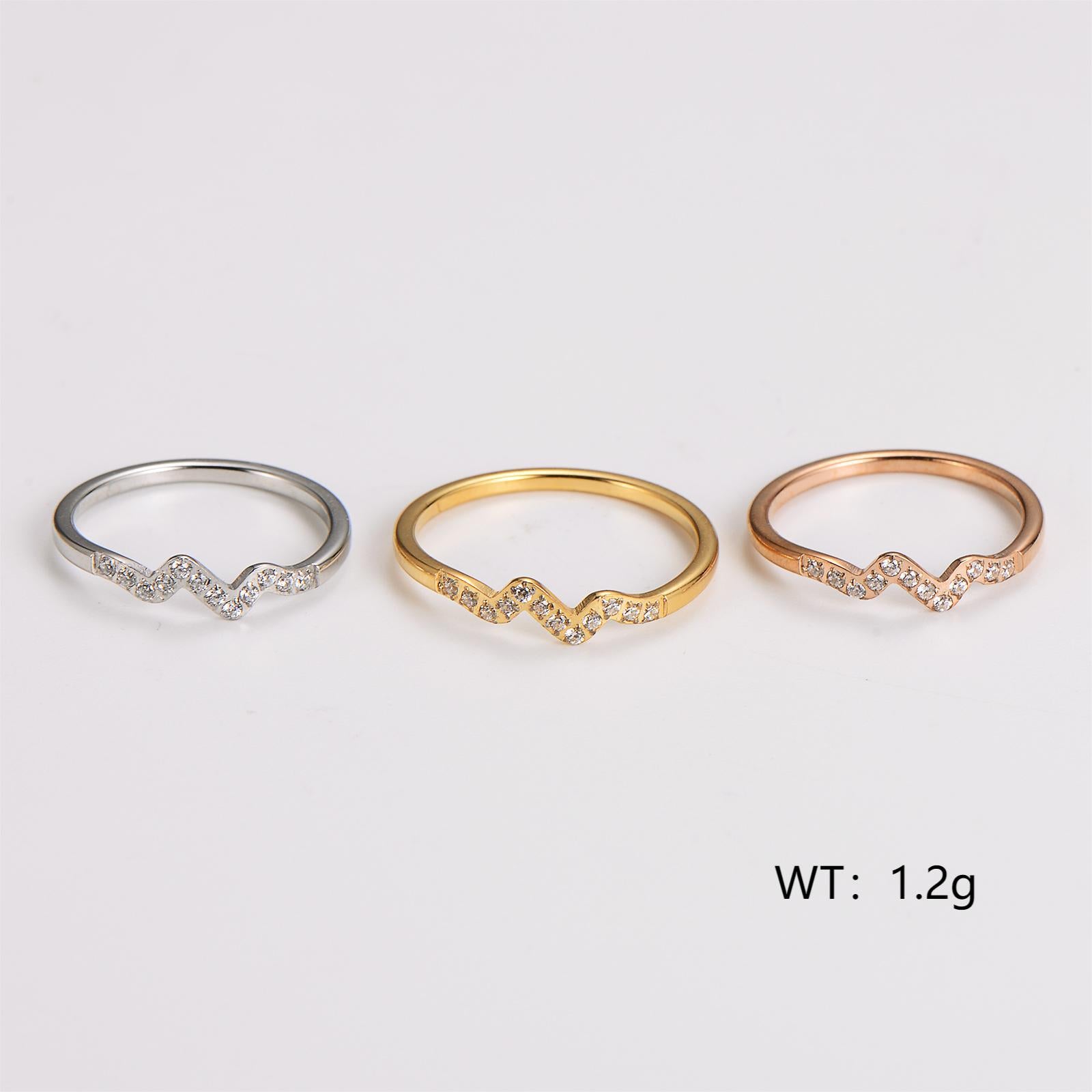 Casual Women Stripe Stainless Steel Electroplating Rings