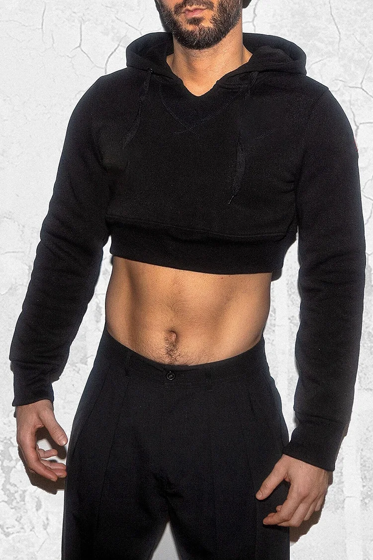 Casual Long Sleeve Slim Fit Crop Hoodie