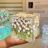 Tulip Night Light Handmade DIY Magic Cube Tulips Flower Table Lamp and Mirror Home decor Gift