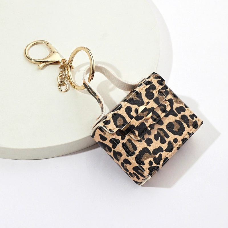 Minimalist Leopard Pu Leather Unisex Bag Pendant Keychain